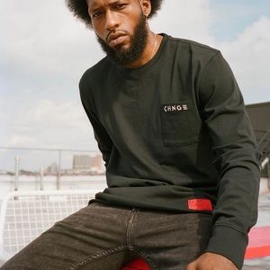 CHNGE Mens 100% Organic Cotton Darwin Long Sleeve T Shirt Size XL